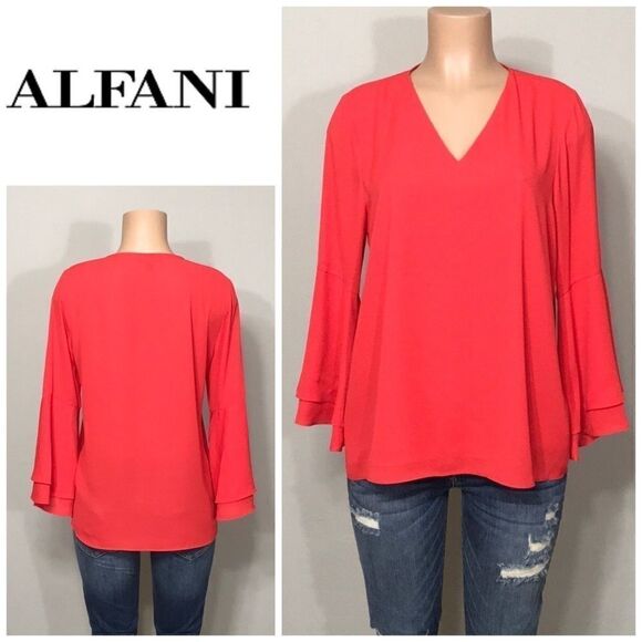 Alfani red blouse. NWOT - Picture 3 of 8